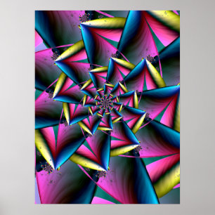 Blau, Rosa und Gelbe Spirale Poster