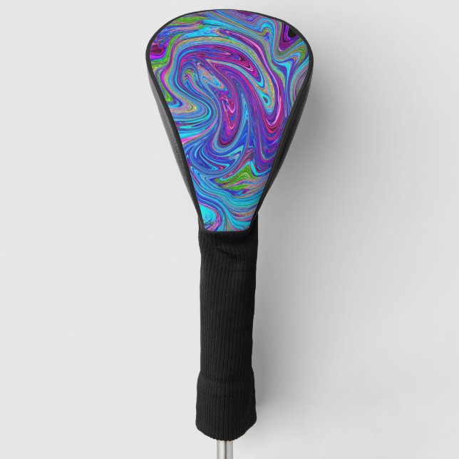 Blau, Rosa und Lila Groovy Abstrakt Retro Art Golf Headcover (Vorderseite)