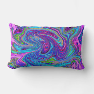 Blau, Rosa und Lila Groovy Abstrakt Retro Art Lendenkissen