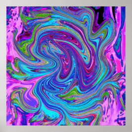 Blau, Rosa und Lila Groovy Abstrakt Retro Art Poster