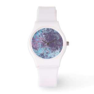 Blau, Rosa und Lila Marmor Abstrakt Armbanduhr