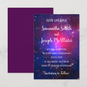 Blau-Rosa und Lila Raumbild Save the Date Einladung