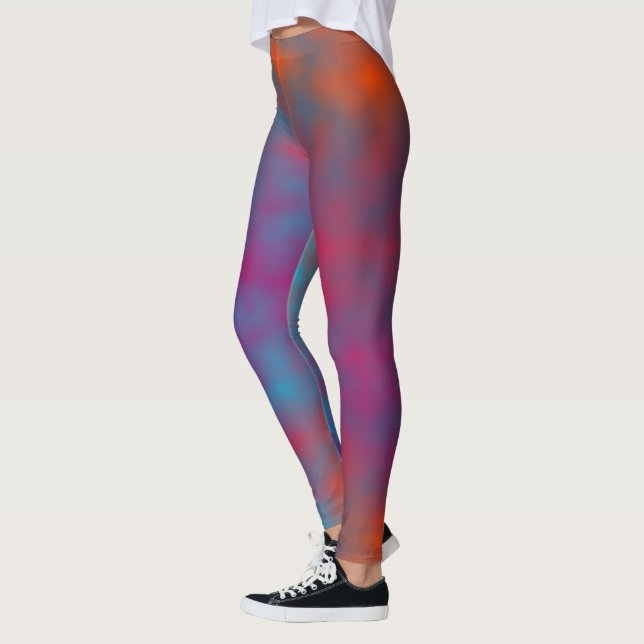 Blau, rosa und orange Punkte Leggings (Links)
