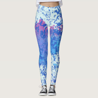 Blau-Rosa und Weiß abstrakt Leggings