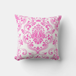 Blau-rosa und weiße Damaskus Blumenmuster Elegant Kissen