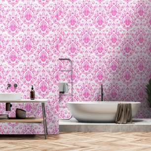 Blau-Rosa und weiße Damast Bläschenschale und -sti Tapete