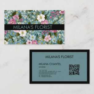 Blau Rosa Weiß Moderne Trendige Blume Florist Visitenkarte