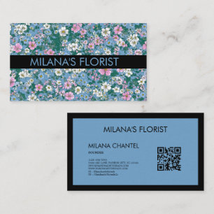 Blau Rosa Weiß Moderne Trendige Blume Florist Visitenkarte