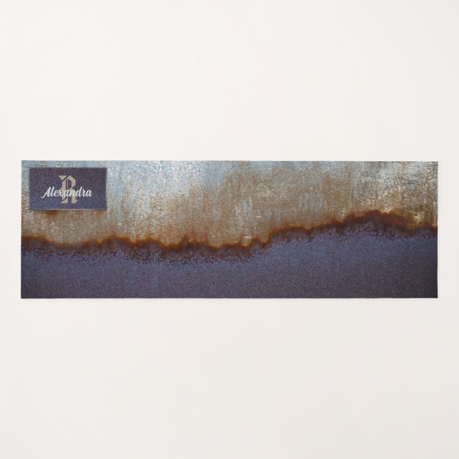 Blau, rostfrei und silbergrau gestrichene Metallst Yogamatte (Vorderseite (Horizontal))