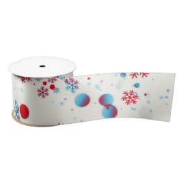 Blau-Rot-Schneeflocken-Design Satinband