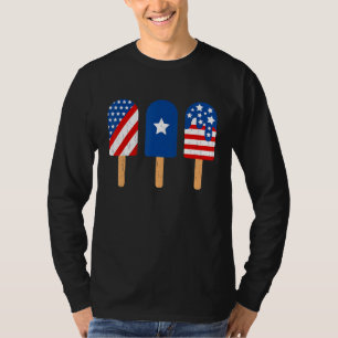 Blau Rot Weiß Eiscreme Amerikanische Flagge Lustig T-Shirt