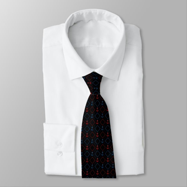 Blau, Rote Anker, Marine Neck Tie Krawatte (Gebunden)