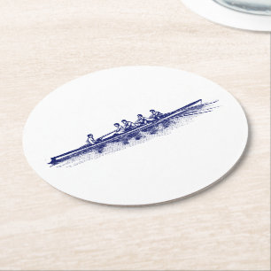 Blau Rudern Ruderer Crew Team Wassersport Runder Pappuntersetzer