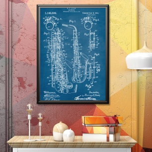 Blau Saxophon - Patent Poster