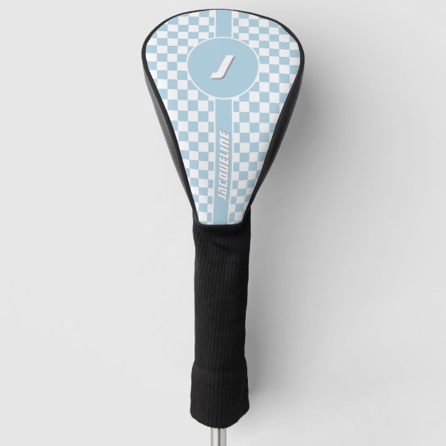 Blau-Schachbrettmuster Golf Head Cover Headcover (Vorderseite)