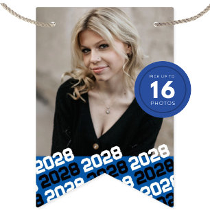 Blau & Schwarz 16 Foto-Abschluss-Hängebanner Wimpelkette