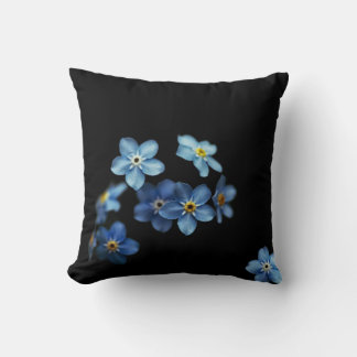 Blau-Schwarz-Blütenkissen Kissen