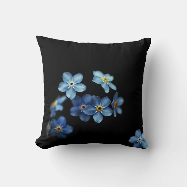 Blau-Schwarz-Blütenkissen Kissen (Vorderseite)
