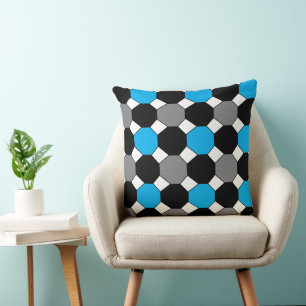 Blau Schwarz Grau Geometrisch Kissen