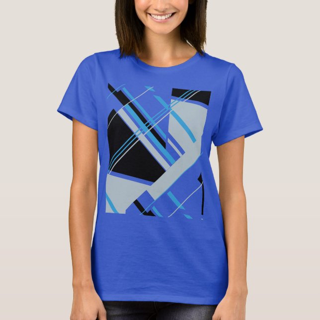 Blau Schwarz, grau, mCM Aussehen geometrisch Abstr T-Shirt (Vorderseite)