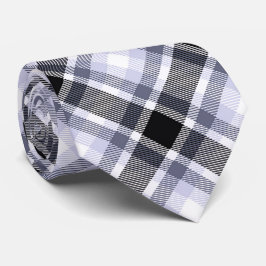 Blau, Schwarz, Kariertes Tartan-Muster Krawatte