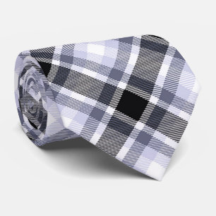Blau, Schwarz, Kariertes Tartan-Muster Krawatte