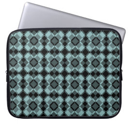 Blau Schwarz Karo-Argyle-Muster Laptopschutzhülle