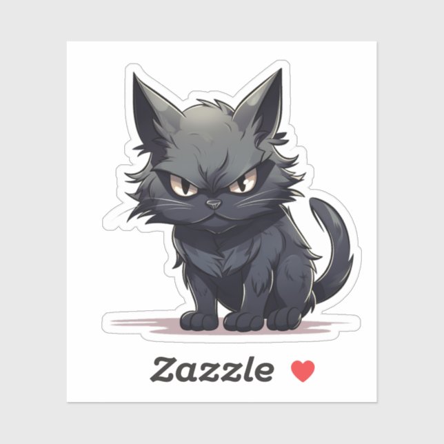 "Blau-schwarz Langhaarkatze Cartoon Zazzle Herz Aufkleber (Blatt)