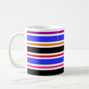 Blau Schwarz Mehrfarbig Farben Streifen Kaffeetasse