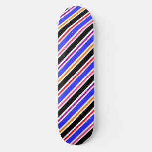Blau Schwarz Mehrfarbig Farben Streifen Skateboard