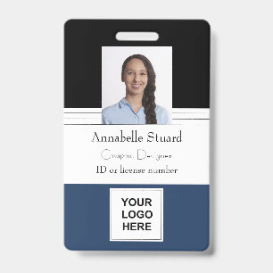 Blau Schwarz Umrandet Name Foto Mitarbeiter Firmen Ausweis