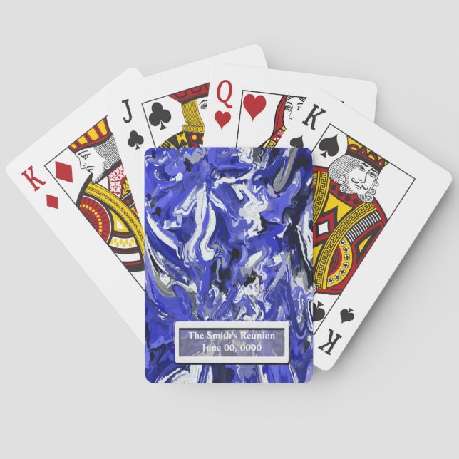 Blau, Schwarz und Weiß Abstrakt Spielkarten (Rückseite)