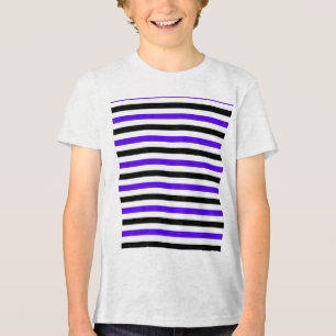 Blau Schwarz und weiß gestreift Tri-Blend Shirt