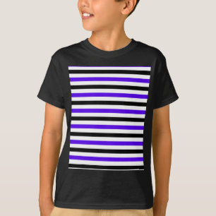 Blau Schwarz und weiß gestreiftes Design T-Shirt