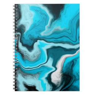 Blau, Schwarz und Weiß-Marmor-Fluid Art Notizblock