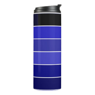 Blau, Schwarz und Weiß Streifen Thermosbecher
