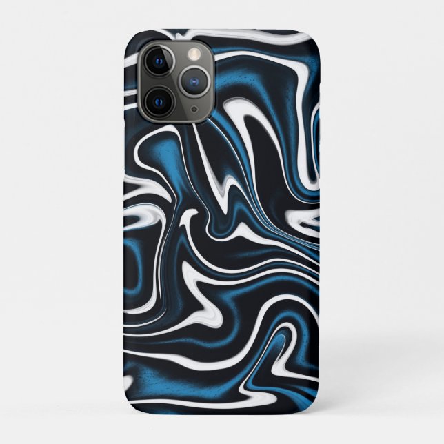 Blau, Schwarz und Weiß-Wirbel Case-Mate iPhone Hülle (Rückseite)