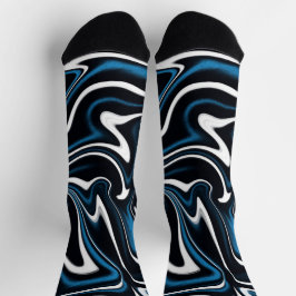 Blau, Schwarz und Weiß-Wirbel Socken
