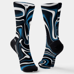 Blau, Schwarz und Weiß-Wirbel Socken