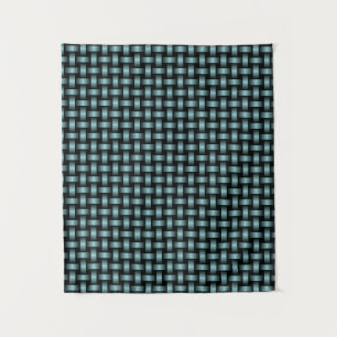 Blau Schwarz Webmuster Wandteppich