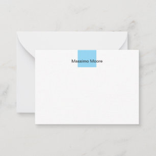 Blau Schwarz Weiß Schlicht Elegant Eigener Name Mitteilungskarte