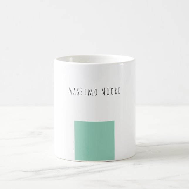Blau Schwarz Weiß Schlicht Elegant Eigenname Kaffeetasse (Mittel)