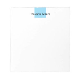 Blau Schwarz Weiß Schlicht Elegant Eigenname Notizblock