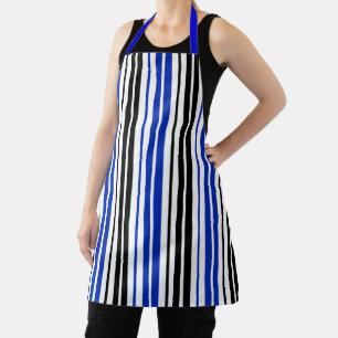 Blau Schwarz Weiß Streifen Muster Design  Schürze