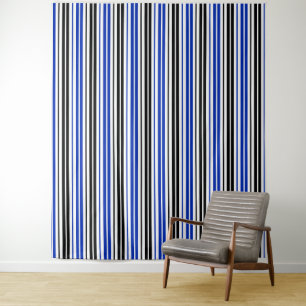 Blau Schwarz Weiß Streifen Muster Design Wandteppich