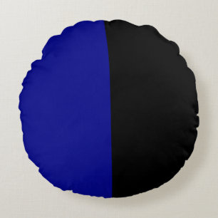 Blau Schwarz Zweifarbige Tone Halbdunkel Rundes Kissen