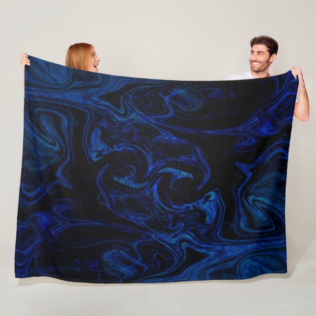Blau Schwarze Wirbel Abstrakte Rauchige Kühle Fleecedecke (Beispiel)