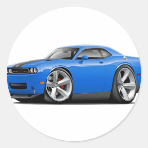 Blau-Schwarzes Auto des Herausforderer-SRT8 Runder Aufkleber