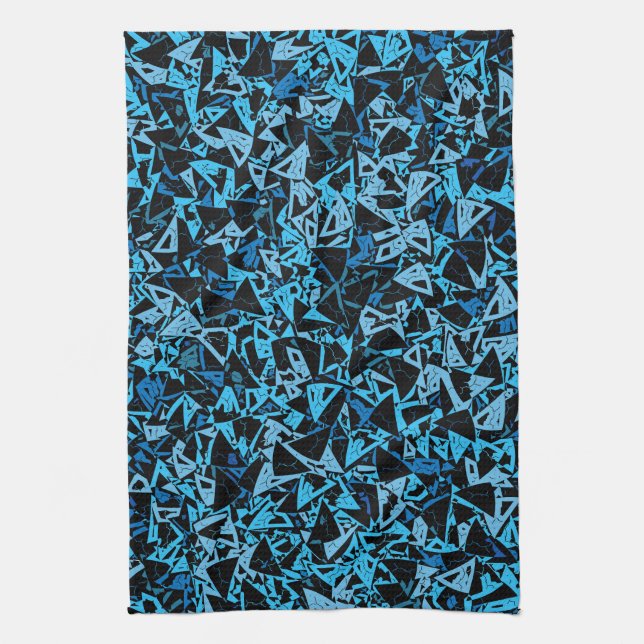 Blau Schwarzes Dreieckmuster Geschirrtuch (Vertikal)