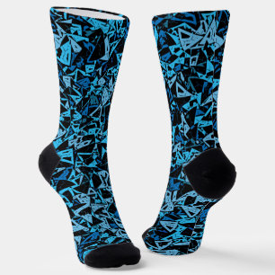 Blau Schwarzes Dreieckmuster Socken